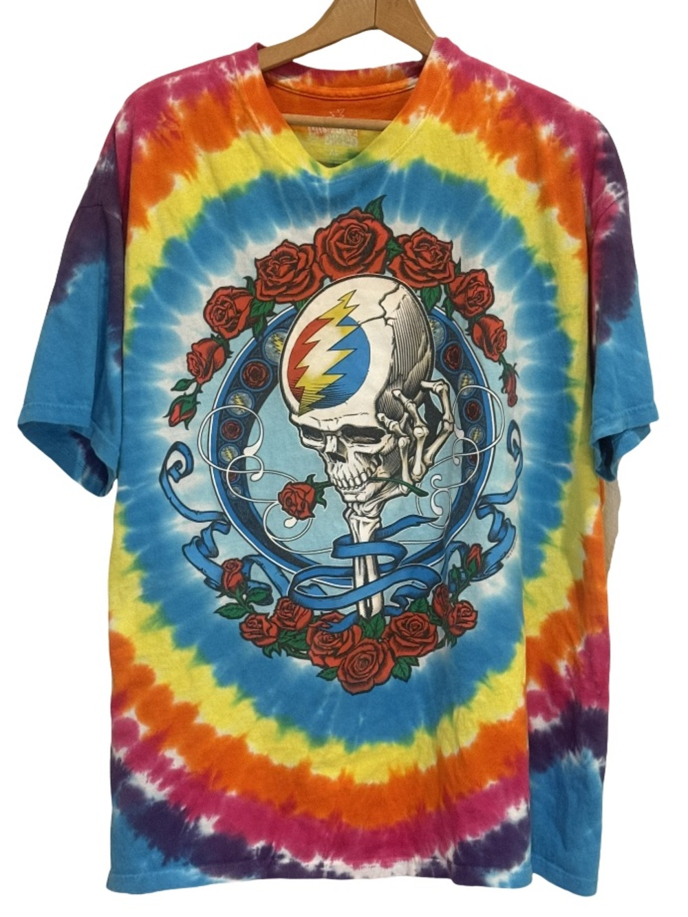 Grateful Dead Bertha Skull Roses Tie Dye Graphic T-Shirt XL